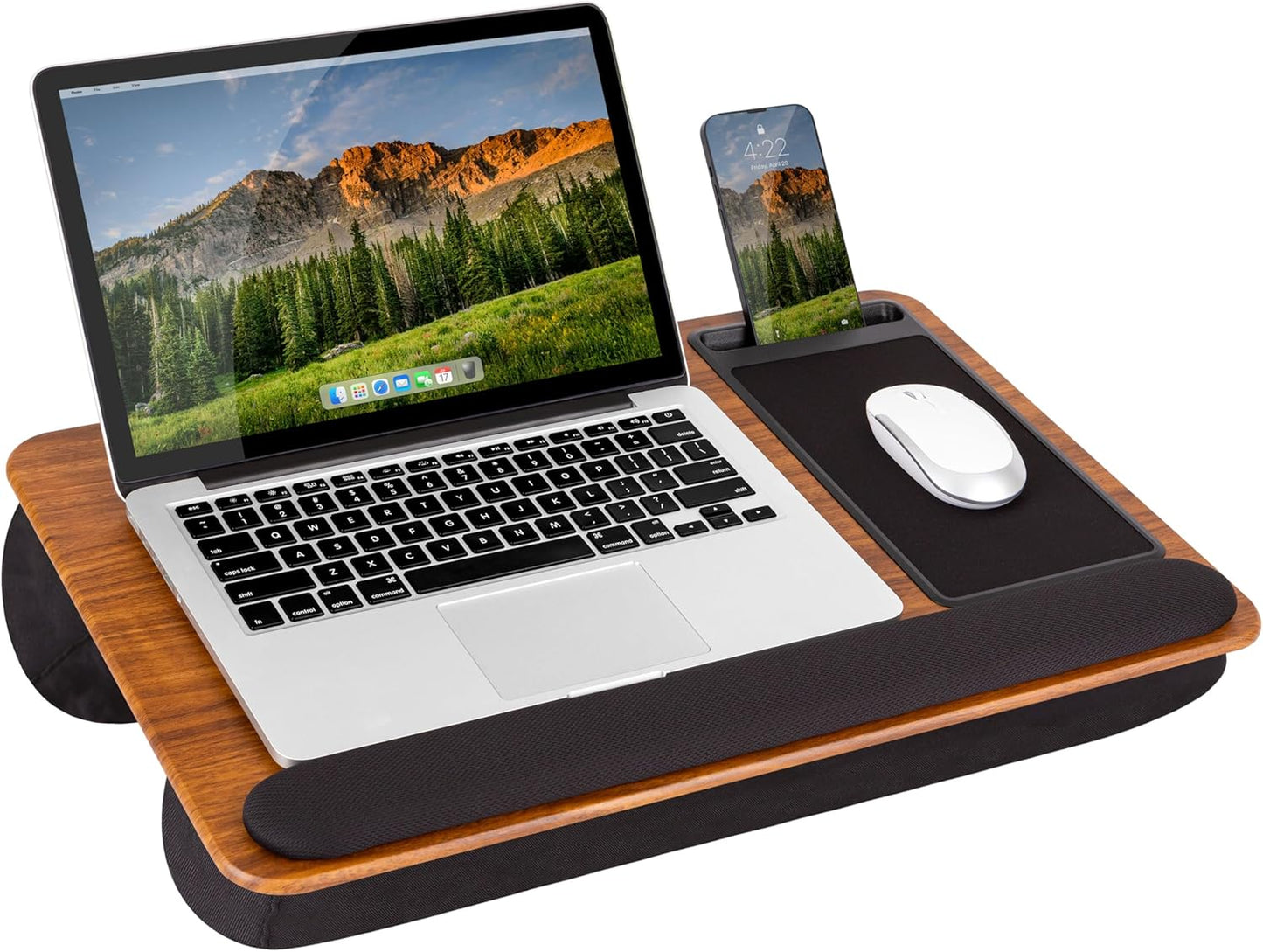 Lap Desk for Home Office, Includes Mouse Pad, Cushion, and Phone Holder