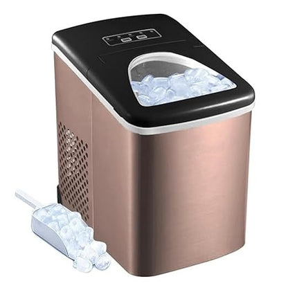 Compact Ice Maker Producing 26 Pounds Daily with Transparent Lid