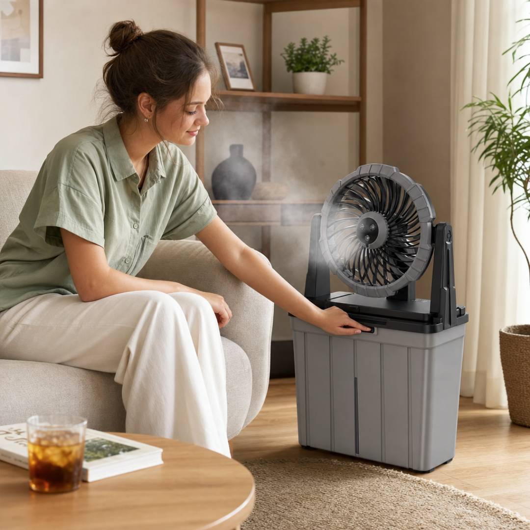 Rechargeable Misting Fan with 9L Water Reservoir and Three Speed Settings