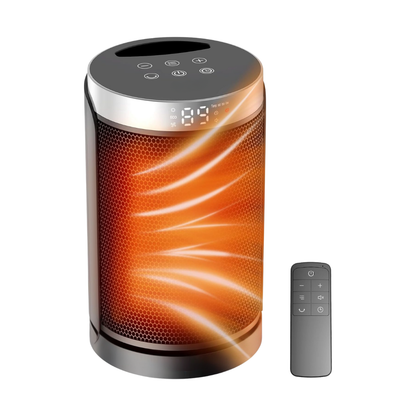 Compact Heater with Adjustable Thermostat, 70° Oscillation and Timer