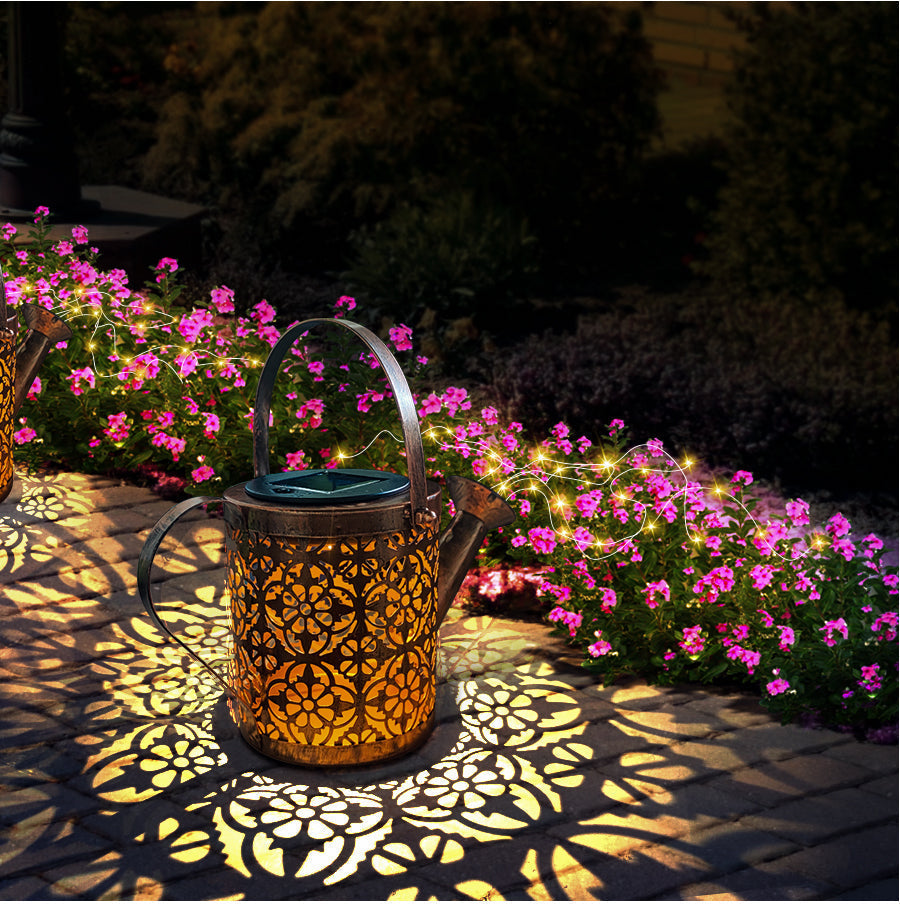 Enchanting Solar-Powered Garden Light with Watering Can Design