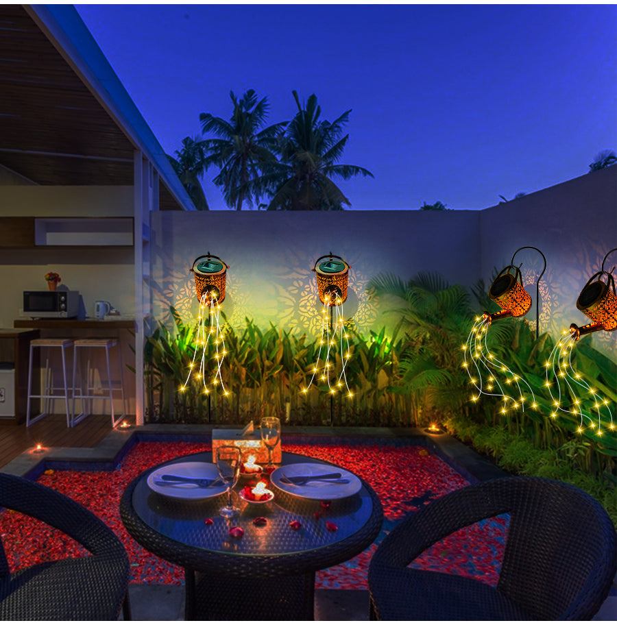 Enchanting Solar-Powered Garden Light with Watering Can Design