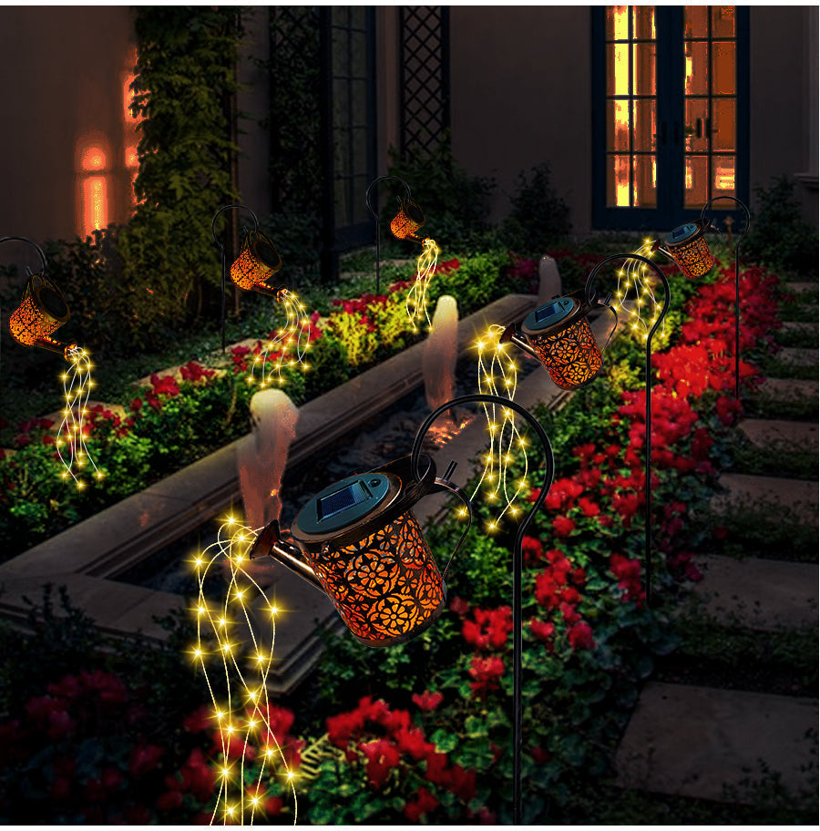 Enchanting Solar-Powered Garden Light with Watering Can Design