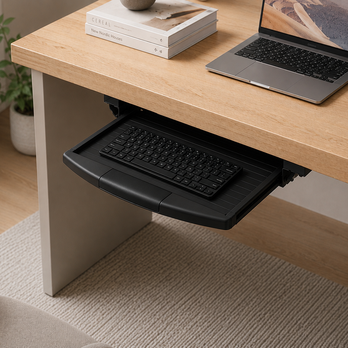 Pull-Out Keyboard Drawer for Under-Desk Installation