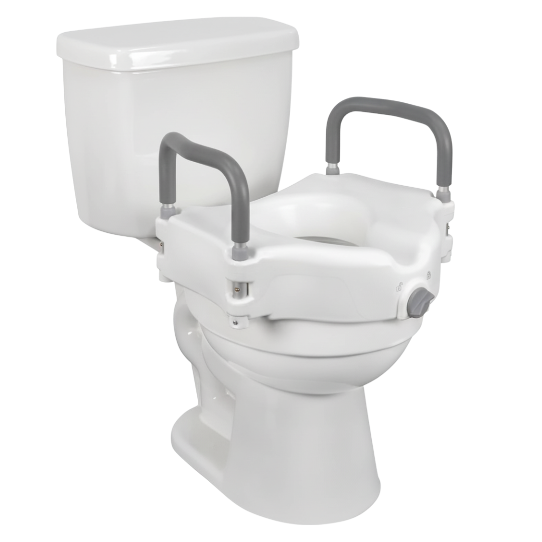 Toilet Seat Elevation Riser with Comfortable Grips and Secure Locking System