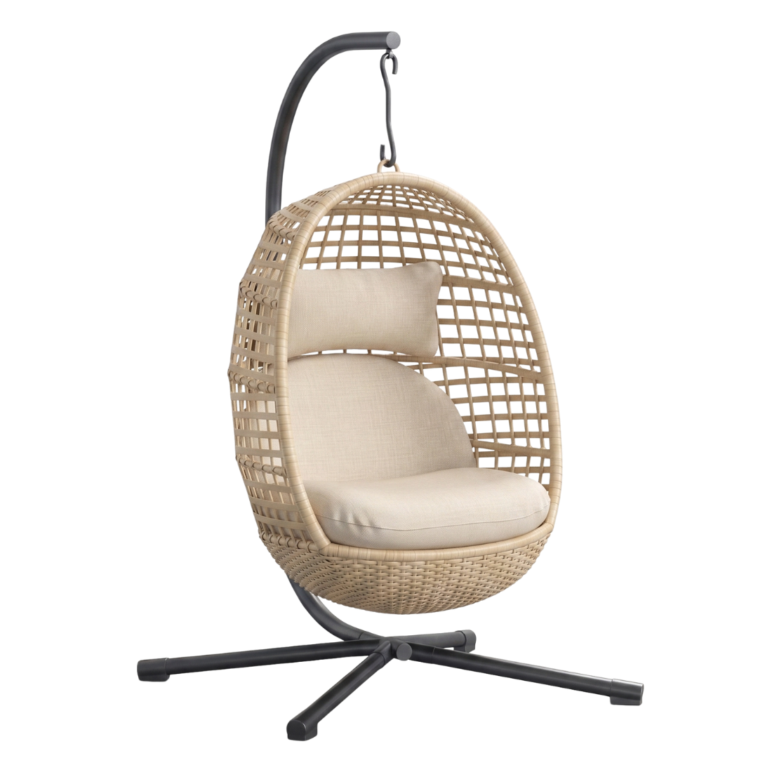 Hanging Egg Chair with Stand – Rattan Wicker, Supports 350 lbs