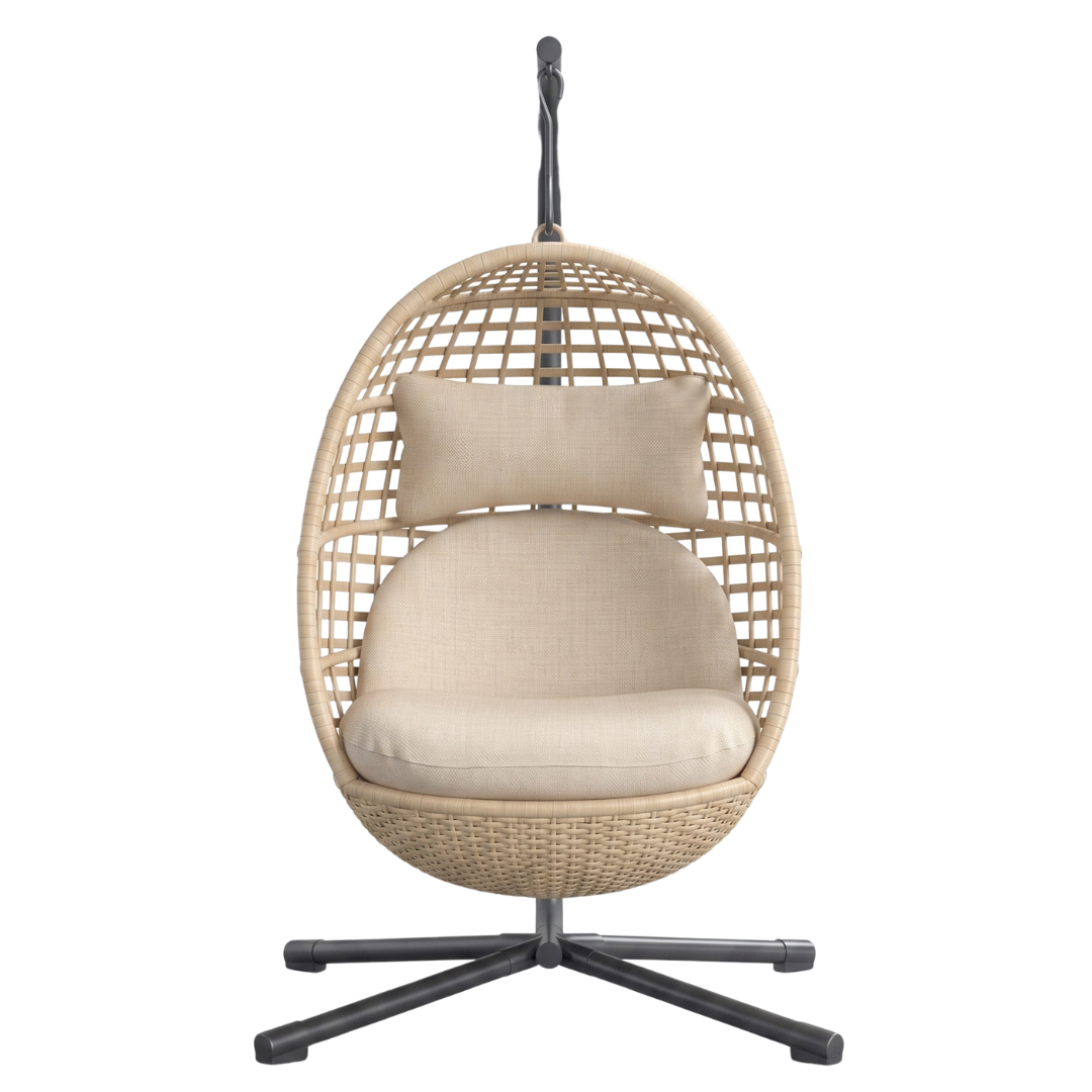 Hanging Egg Chair with Stand – Rattan Wicker, Supports 350 lbs