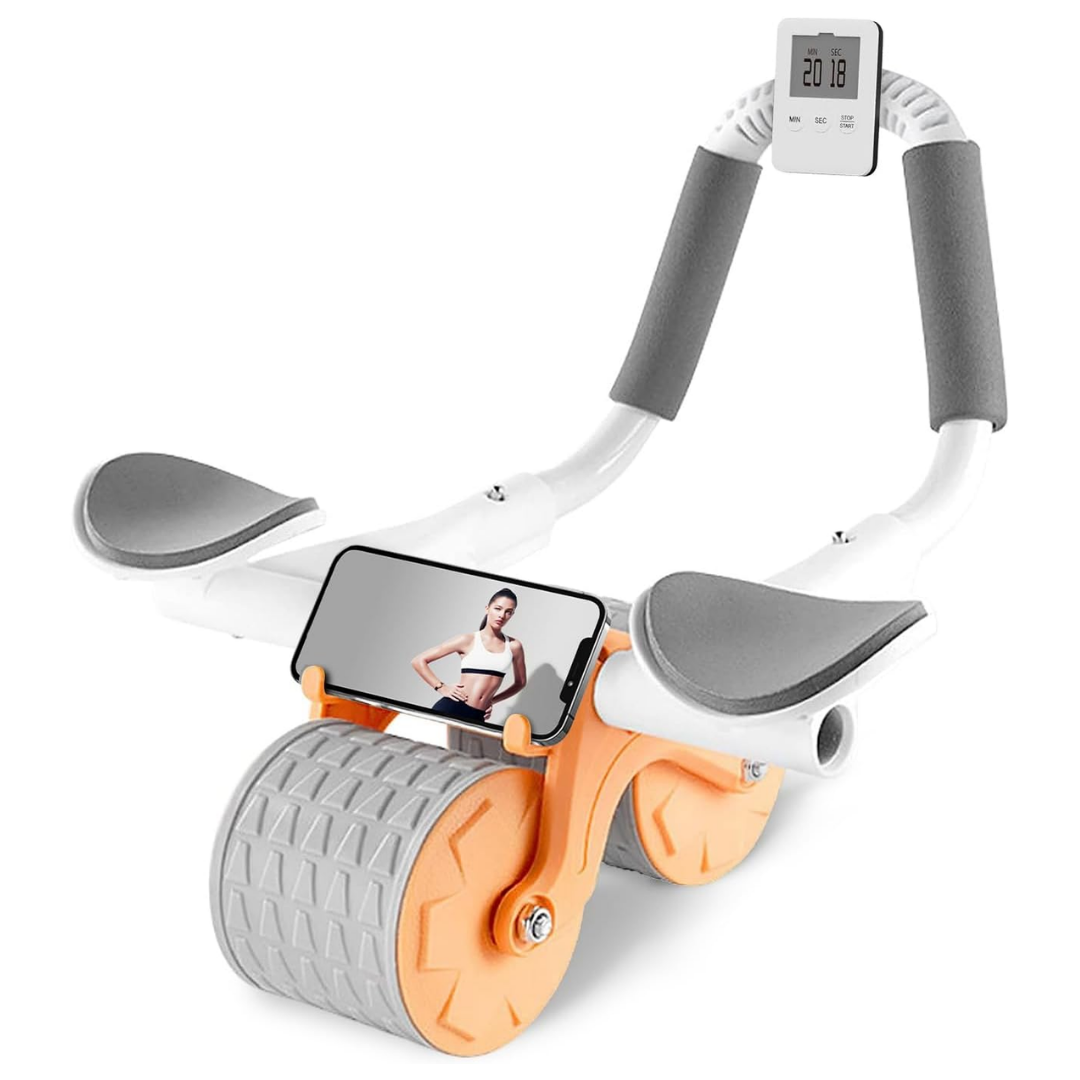 Core Ab Roller with Dual Wheels and Elbow Cushions for Training