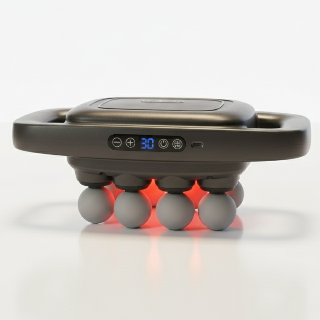 Portable Massage Cushion with Multiple Head Attachments and Rechargeable Battery