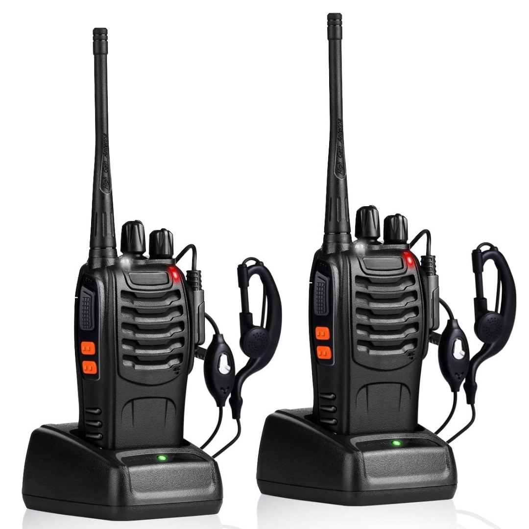 Long Range Walkie Talkies with Flashlight and Earpieces – Rechargeable