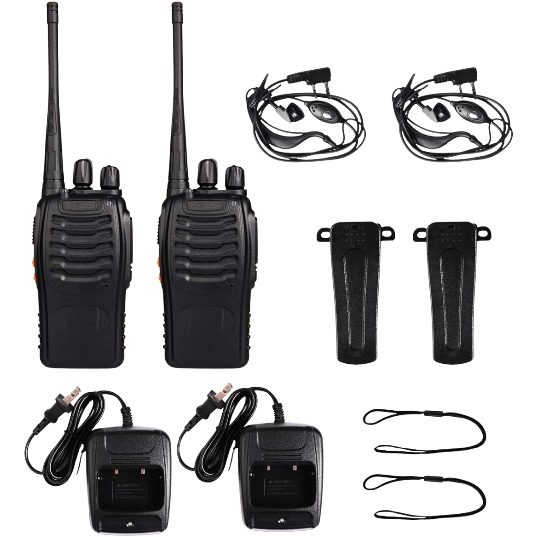 Long Range Walkie Talkies with Flashlight and Earpieces – Rechargeable