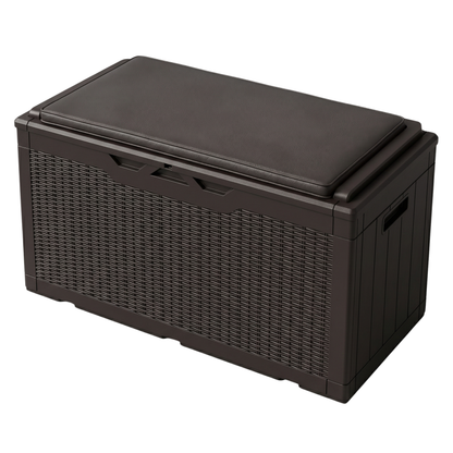Deck Box for Storage with Cushioned Seating and Lift-Open Feature