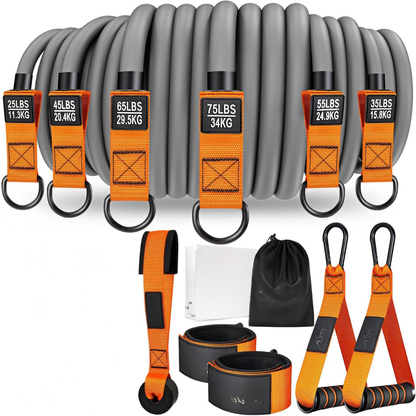 Set of Resistance Bands with Door Anchor, Handles, and Ankle Straps