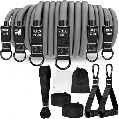 Set of Resistance Bands with Door Anchor, Handles, and Ankle Straps