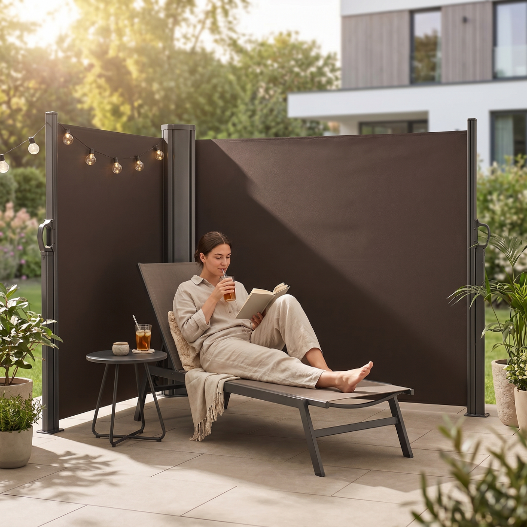 Privacy Screen Awning for Patio - Retractable 237 x 63 Inches