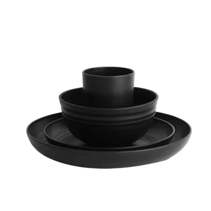Set of Reusable Plastic Bowls and Plates for Home and Camping