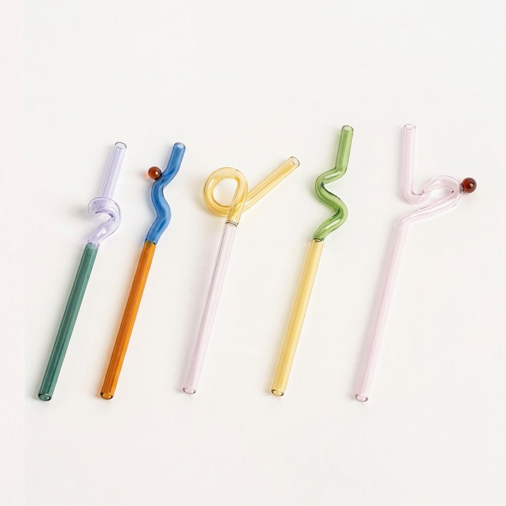 Artisan Glass Drinking Straws - Stylish & Eco-Conscious