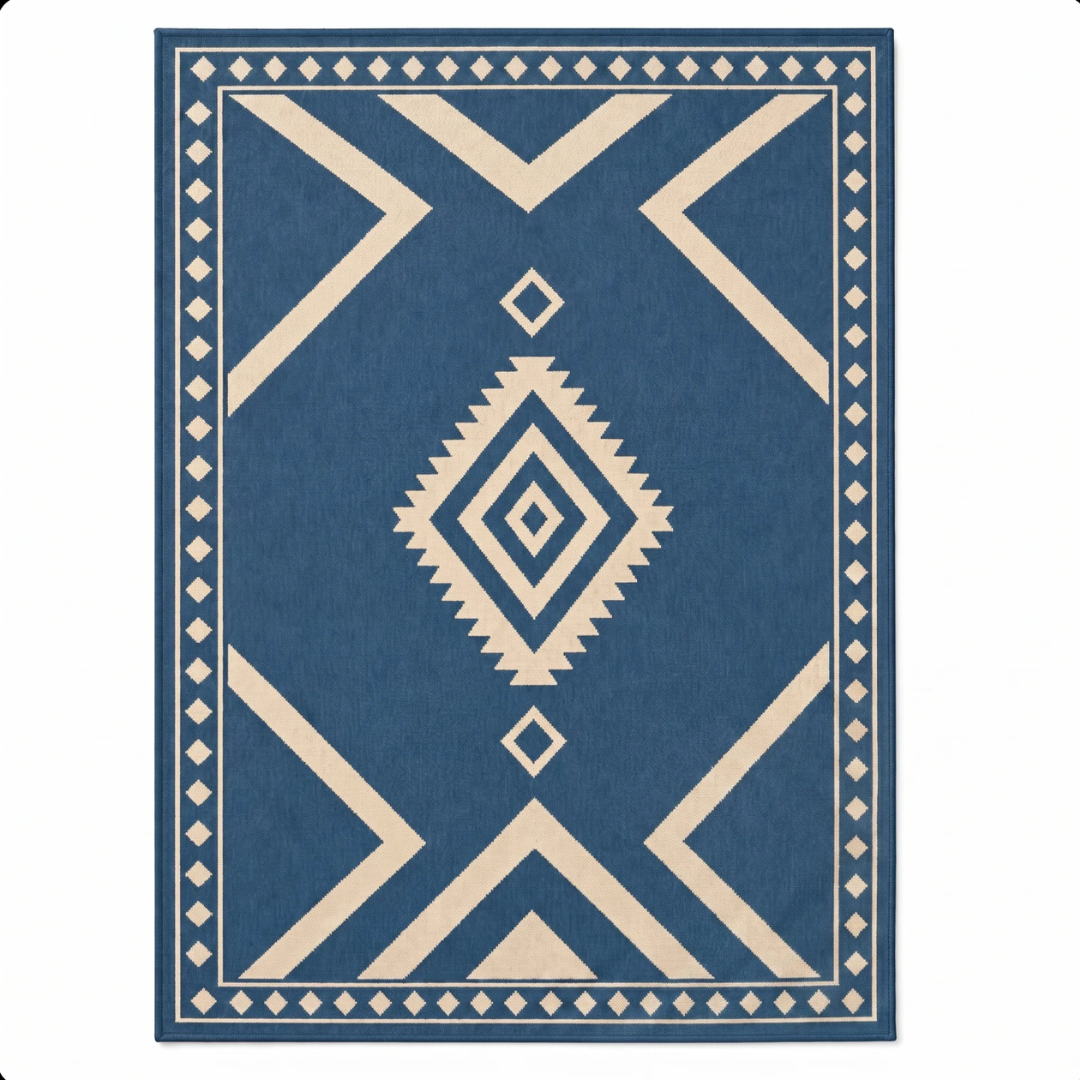 5 x 8 ft Reversible Area Rug for Outdoor Patio, Deck, Porch, RV, Camping