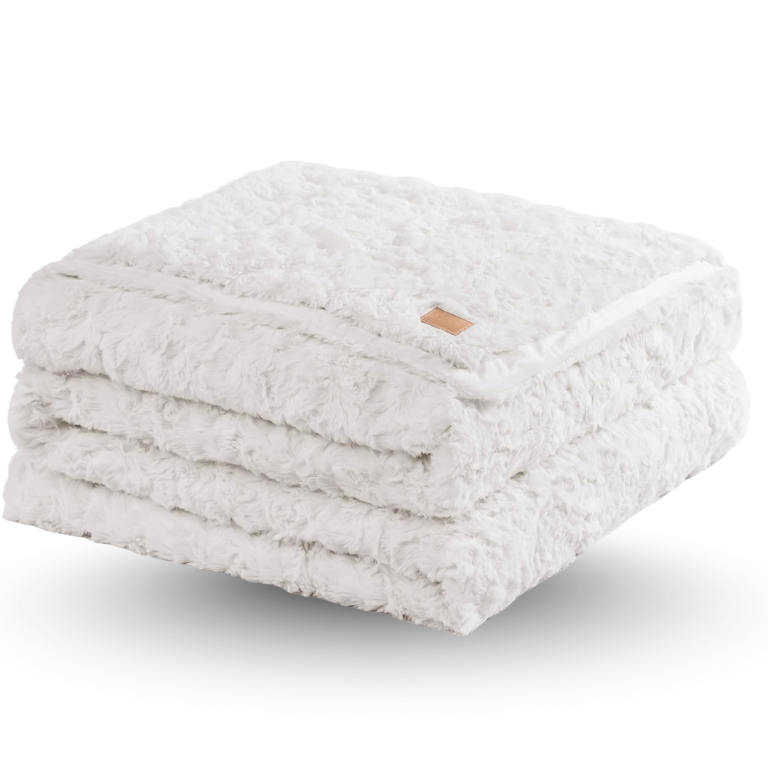Wave Textured Faux Fur Throw Blanket - 400 GSM Reversible Design