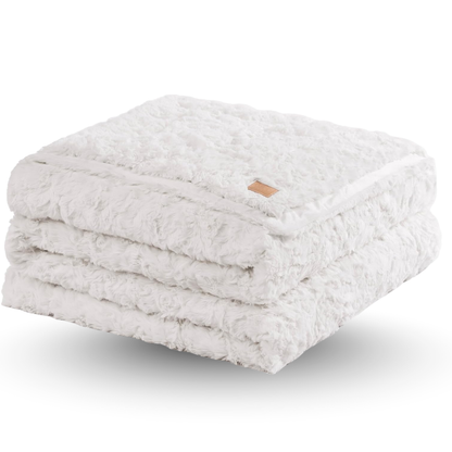 Wave Textured Faux Fur Throw Blanket - 400 GSM Reversible Design