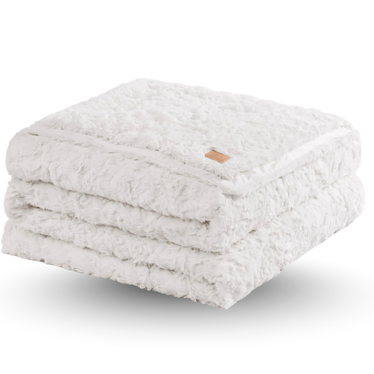 Wave Textured Faux Fur Throw Blanket - 400 GSM Reversible Design