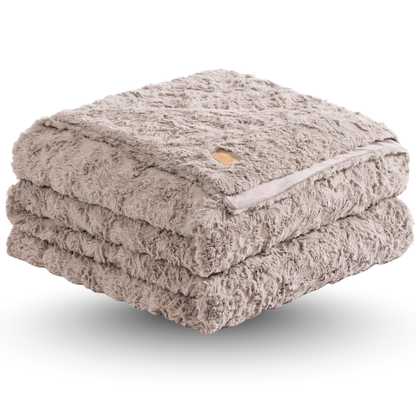 Wave Textured Faux Fur Throw Blanket - 400 GSM Reversible Design