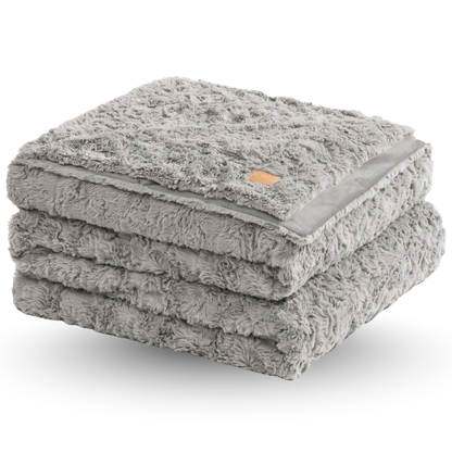 Wave Textured Faux Fur Throw Blanket - 400 GSM Reversible Design