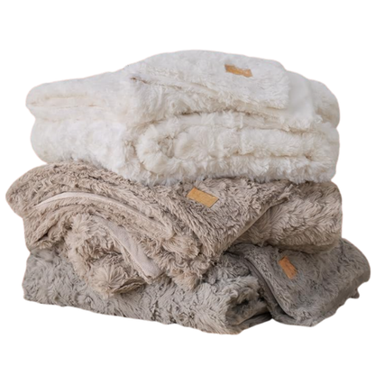 Wave Textured Faux Fur Throw Blanket - 400 GSM Reversible Design