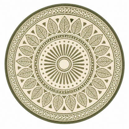 Reversible 10 ft Round Outdoor Rug - Plastic Straw Mat for Patio and RV