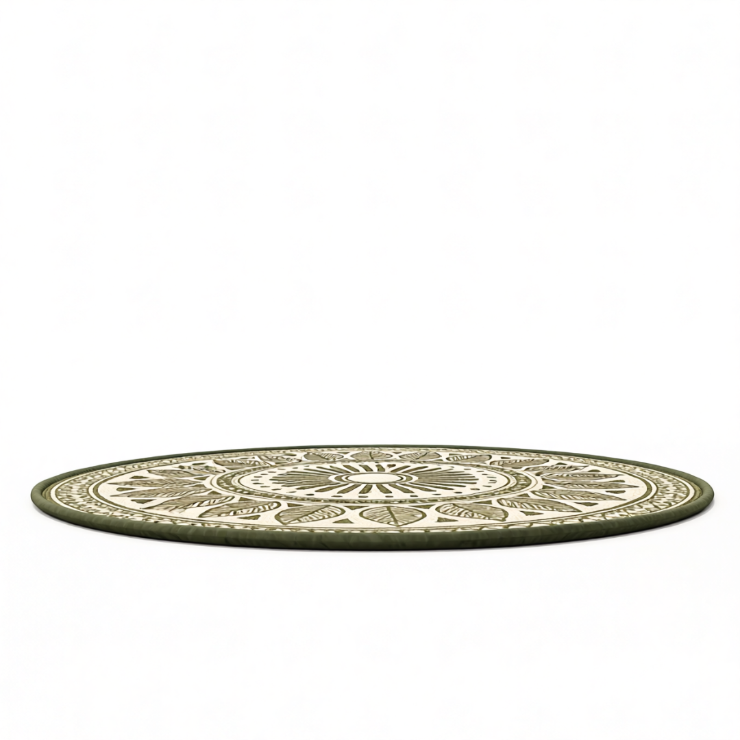 Reversible 10 ft Round Outdoor Rug - Plastic Straw Mat for Patio and RV