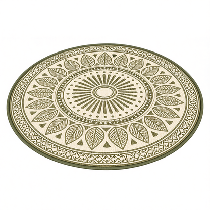 Reversible 10 ft Round Outdoor Rug - Plastic Straw Mat for Patio and RV