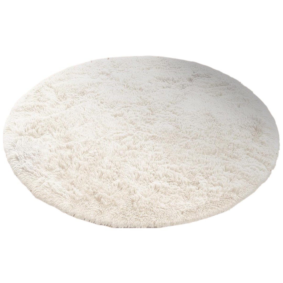 High Pile Round Area Rug – Machine Washable with Non-Slip Backing