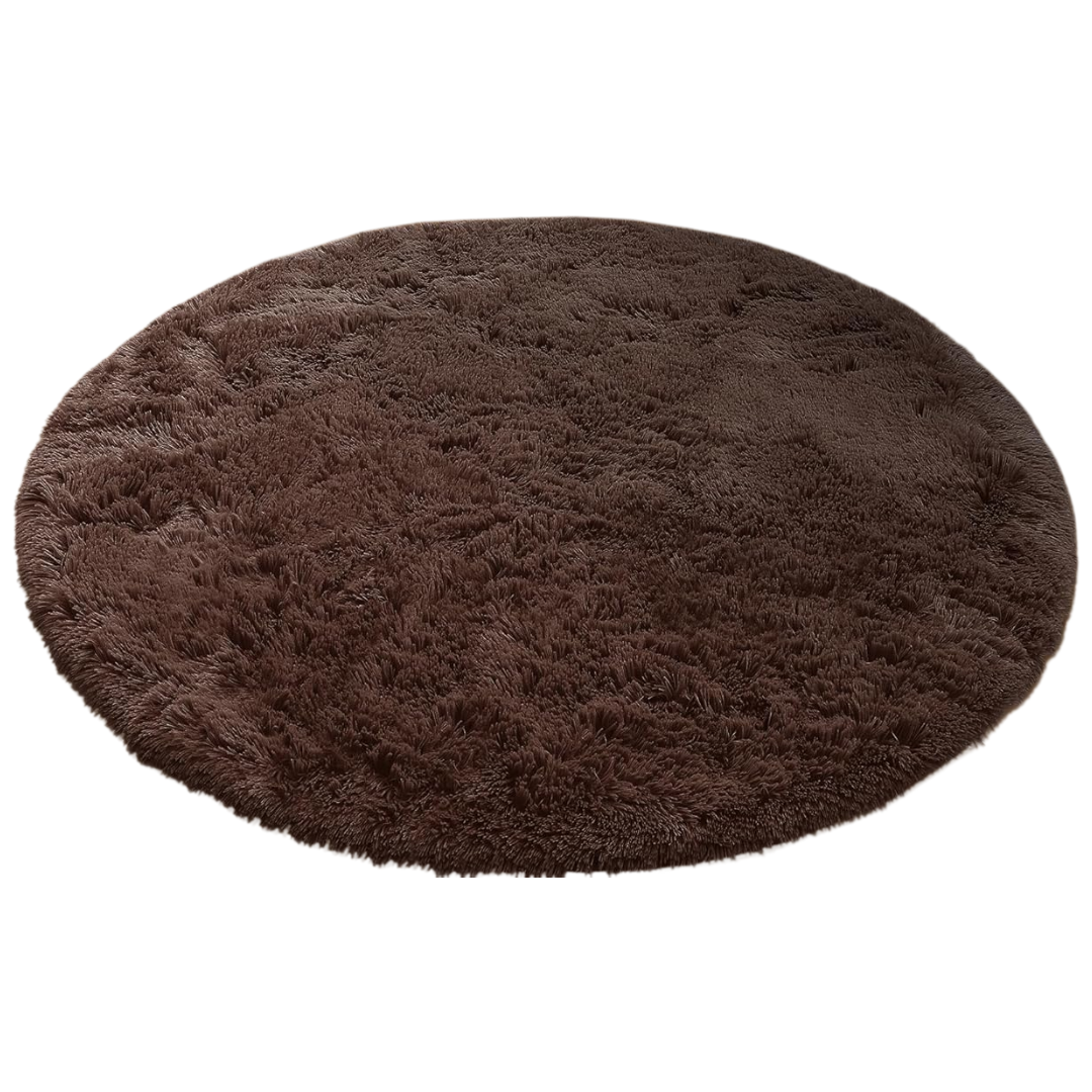 High Pile Round Area Rug – Machine Washable with Non-Slip Backing