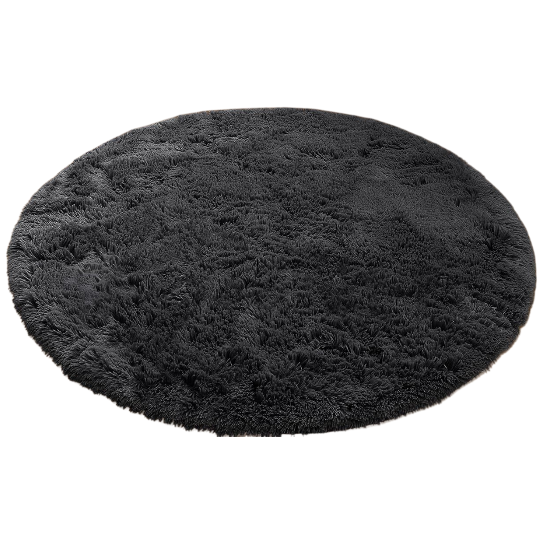 High Pile Round Area Rug – Machine Washable with Non-Slip Backing