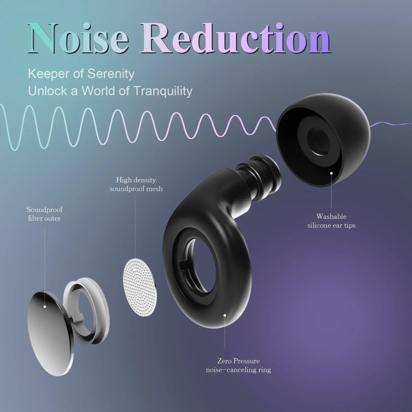 Reusable Silicone Ear Plugs for Noise Reduction - 25dB