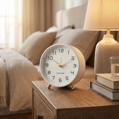Elegant Scandinavian-Inspired Silent Round Desk Clock