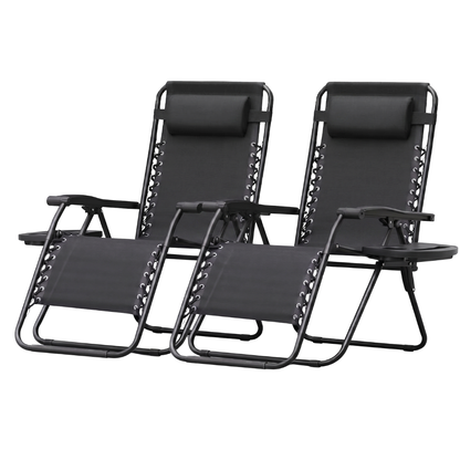 2-Pack Patio Chairs with Cup Holders, Pillows, and Folding Design