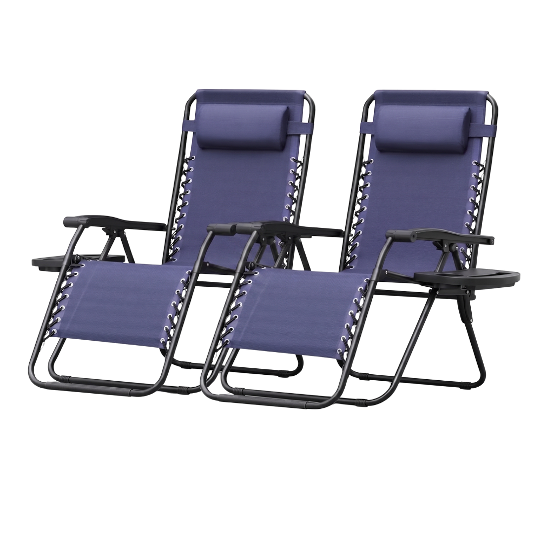 2-Pack Patio Chairs with Cup Holders, Pillows, and Folding Design