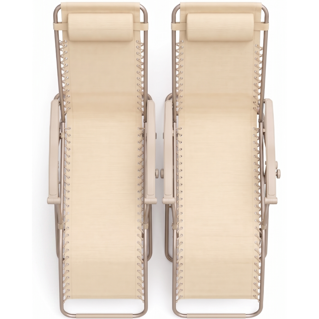 2-Pack Patio Chairs with Cup Holders, Pillows, and Folding Design