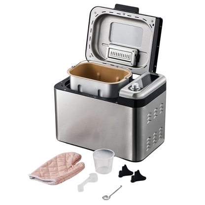 Large Bread Maker with Timer and 15 Baking Programs in Silver
