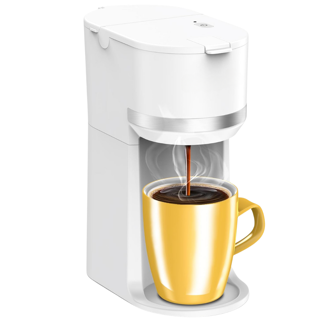 Compact Coffee Brewer for K-Cups and Ground Coffee, Quick Brewing
