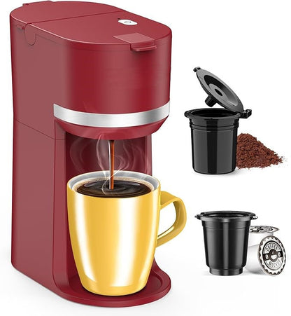 Compact Coffee Brewer for K-Cups and Ground Coffee, Quick Brewing