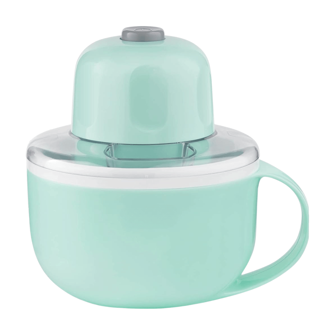 One-Serving Ice Cream Machine with Ingredient Dispenser and Freezable Cup