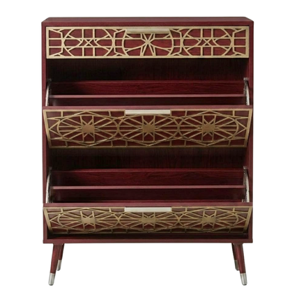 Shoe Storage Unit with Flip Compartments and Top Drawer
