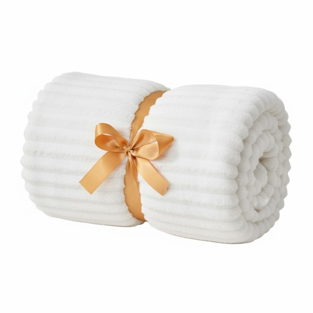 3D Ribbed Jacquard Fleece Throw Blanket for Sofa and Bed