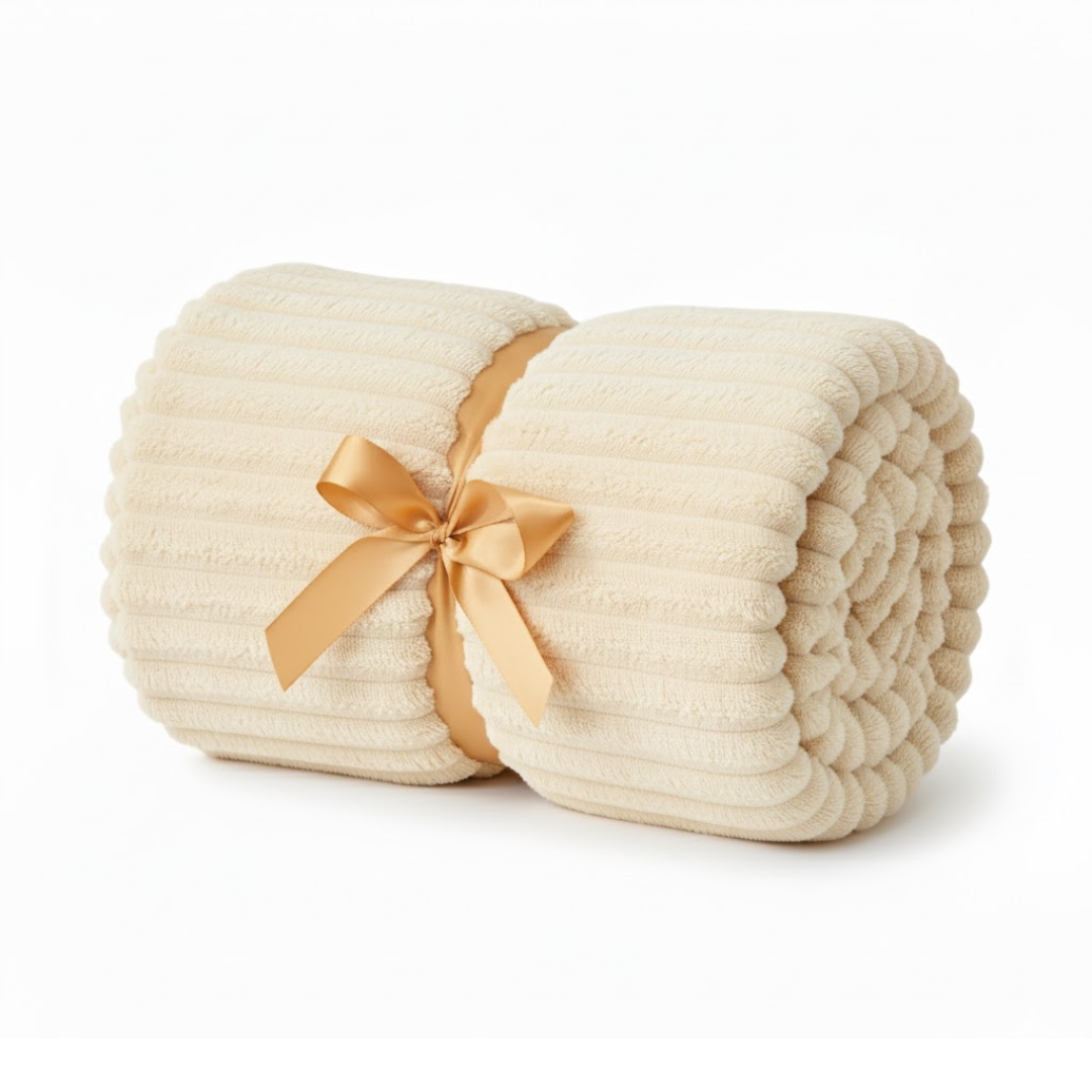 3D Ribbed Jacquard Fleece Throw Blanket for Sofa and Bed
