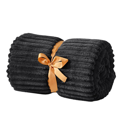 3D Ribbed Jacquard Fleece Throw Blanket for Sofa and Bed