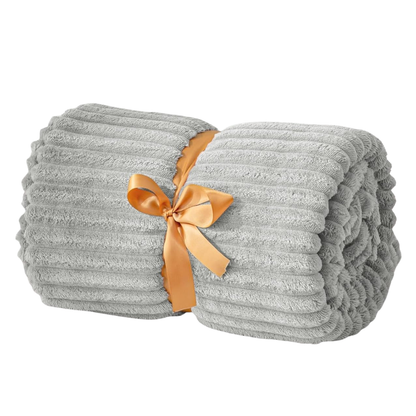 3D Ribbed Jacquard Fleece Throw Blanket for Sofa and Bed
