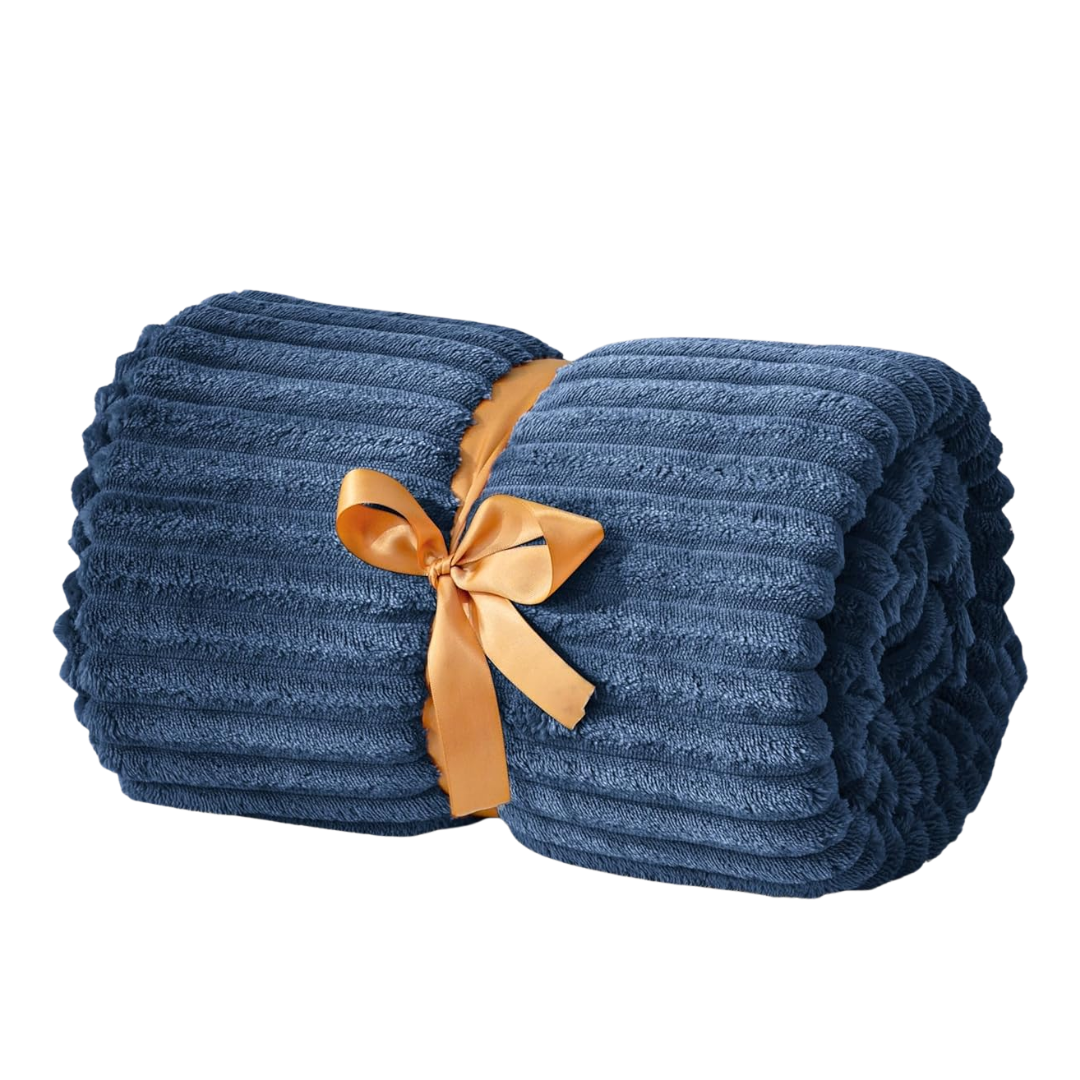 3D Ribbed Jacquard Fleece Throw Blanket for Sofa and Bed
