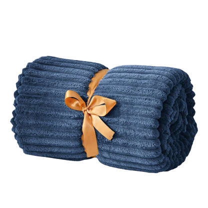 3D Ribbed Jacquard Fleece Throw Blanket for Sofa and Bed
